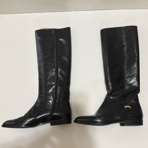 Salvatore Ferragamo Black Italian Leather Knee High Boots, Size 8